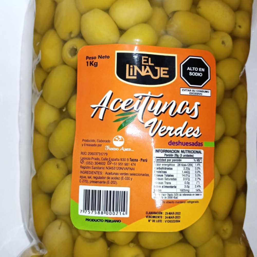 ACEITUNA VERDE DESHUESADA X 1 KG